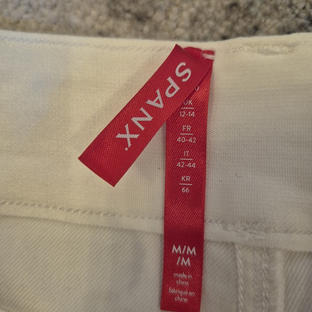 SPANX Twill Cropped Wide Leg Pant Bright White Size M - Picture 2 of 6